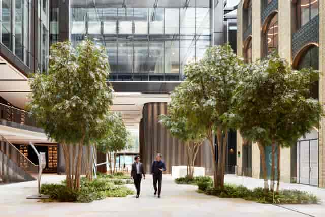 Modern atrium at The Forum powered by Huckletree for networking receptions and product launches.