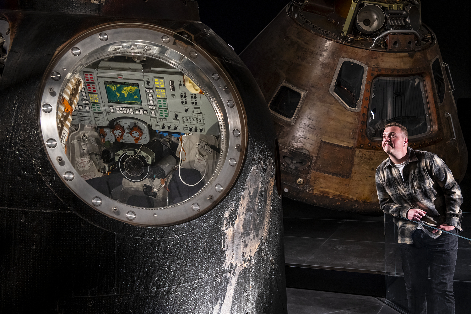 Space exhibition at The Science Museum with a spacecraft module for corporate events. - Banner