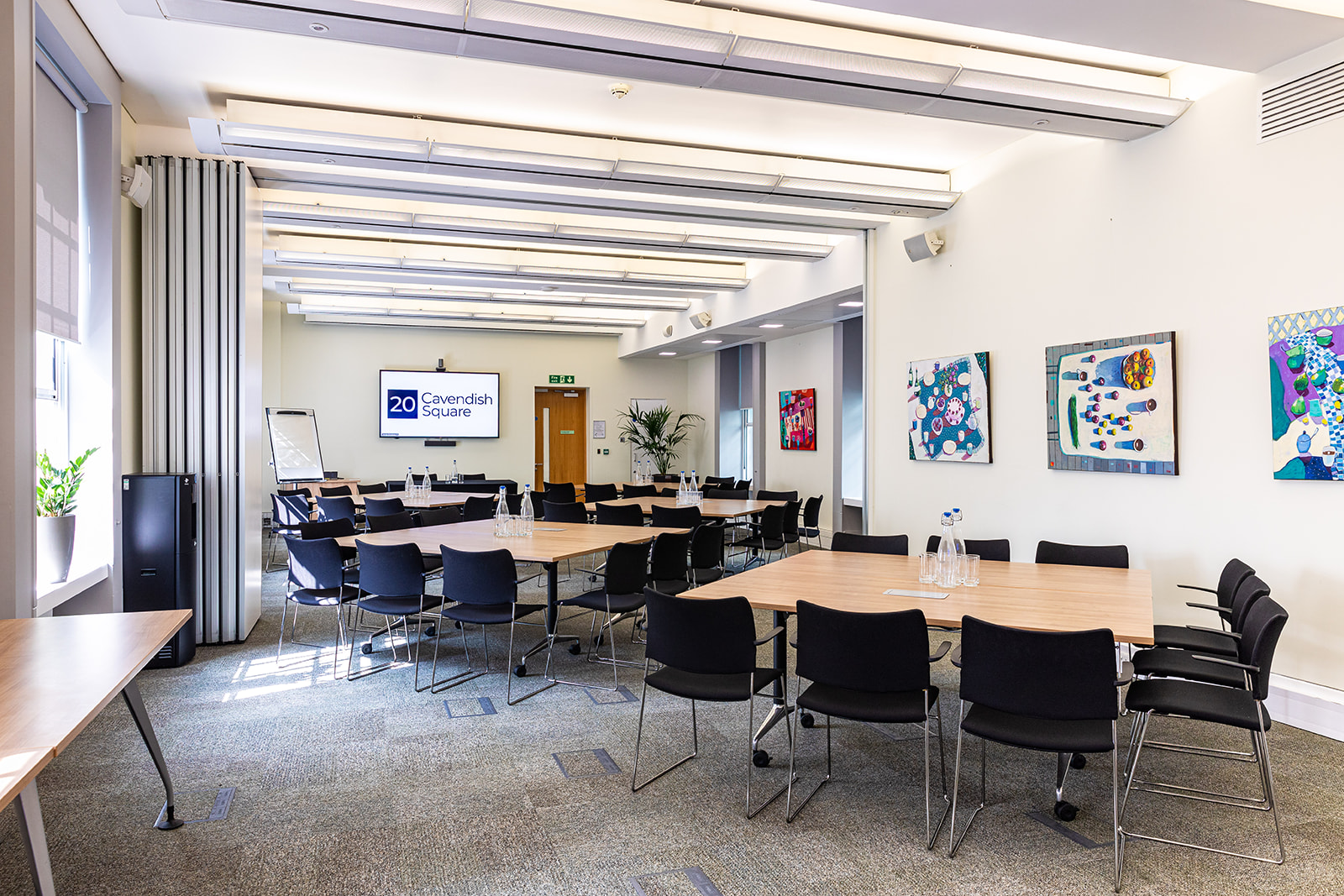Annie and Agnes Room at Cavendish Square, U-shaped seating, ideal for workshops and meetings.