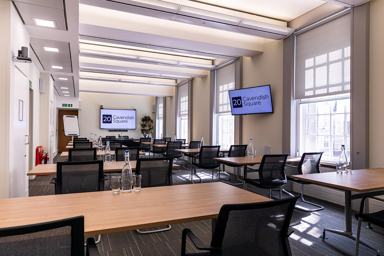 Modern meeting room at 20 Cavendish Square with natural light for workshops and conferences.