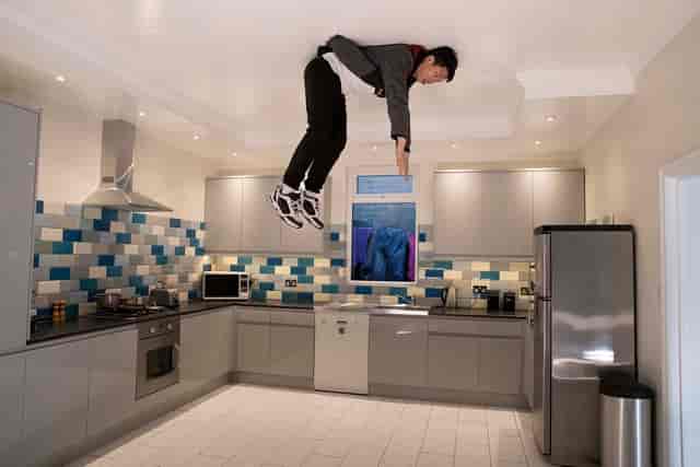 Upside-down experiential marketing installation for social media photo events.