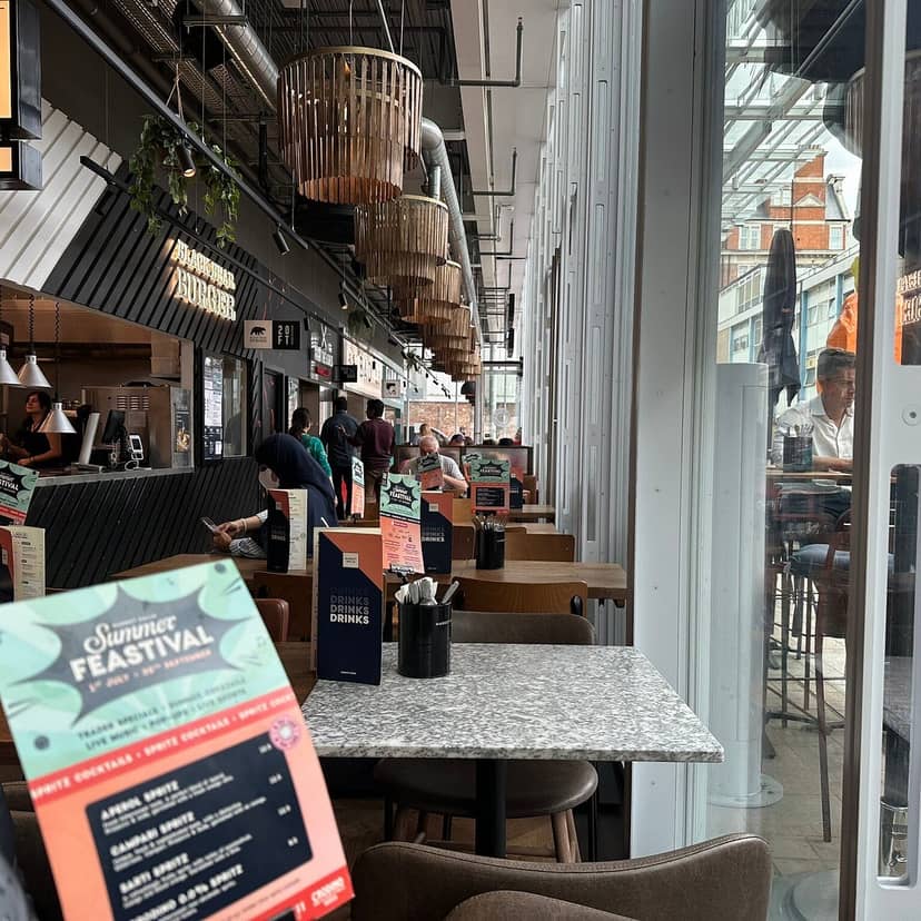 Market Halls Paddington food hall with flexible seating for corporate networking and events.