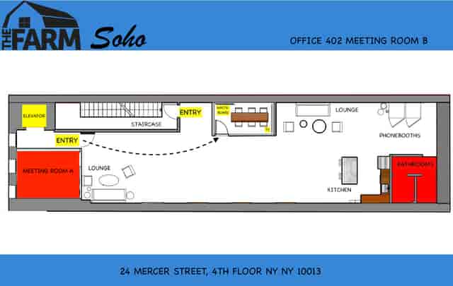 Mercer Meeting Room 402 B floor plan for events and meetings in Soho.