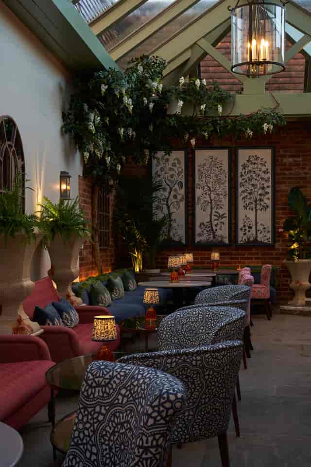 Elegant lounge in The Orangery, ideal for networking events and social gatherings.