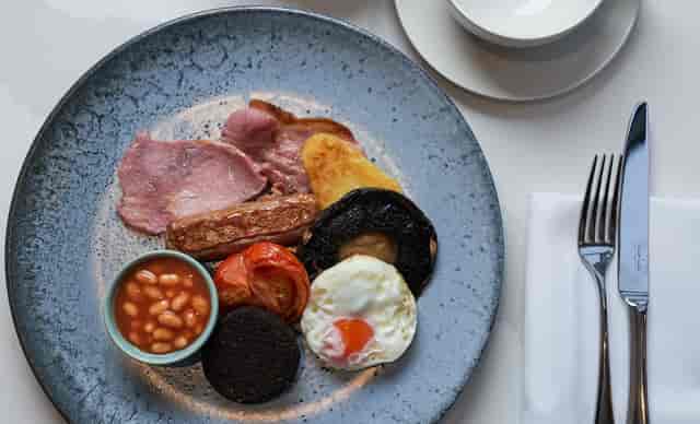 Upscale breakfast plate at Samphire Restaurant, perfect for networking events.