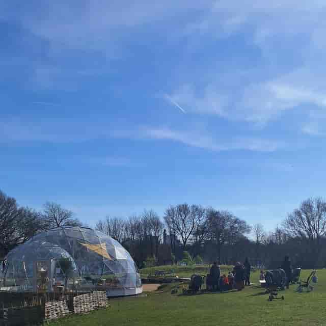 Dome event structure at Birmingham Nature Centre for outdoor pop-up venues and wellbeing retreats.