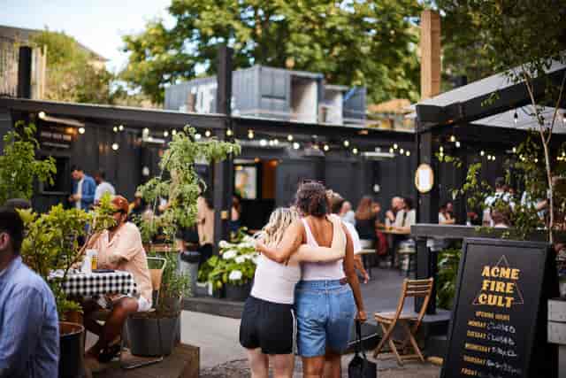 40FT Brewery industrial shipping container space for networking reception and breakout events.