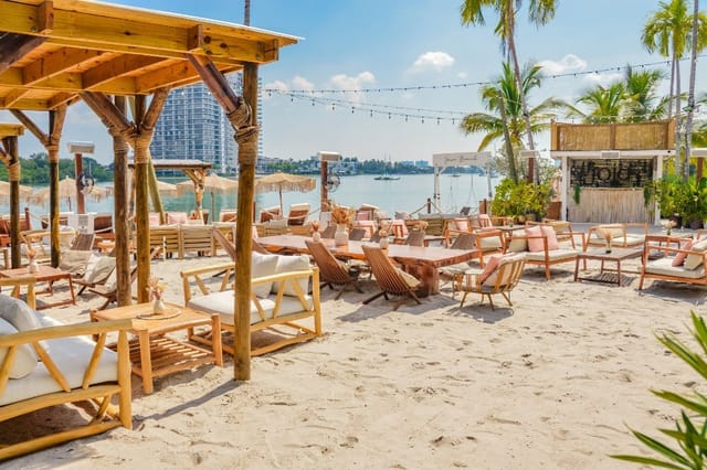 Bohemian-chic waterfront event space at Joia Beach Miami for networking receptions and brunches.