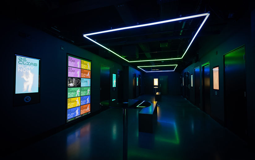 SPYGAMES Arena: Modern tech launch venue, interactive event space