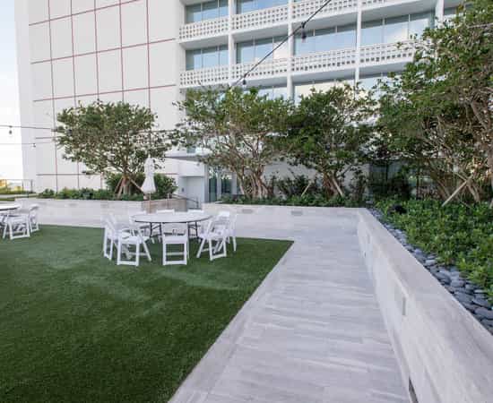 La Vista Terrace at The Miami Beach EDITION, modern outdoor venue for networking and events.