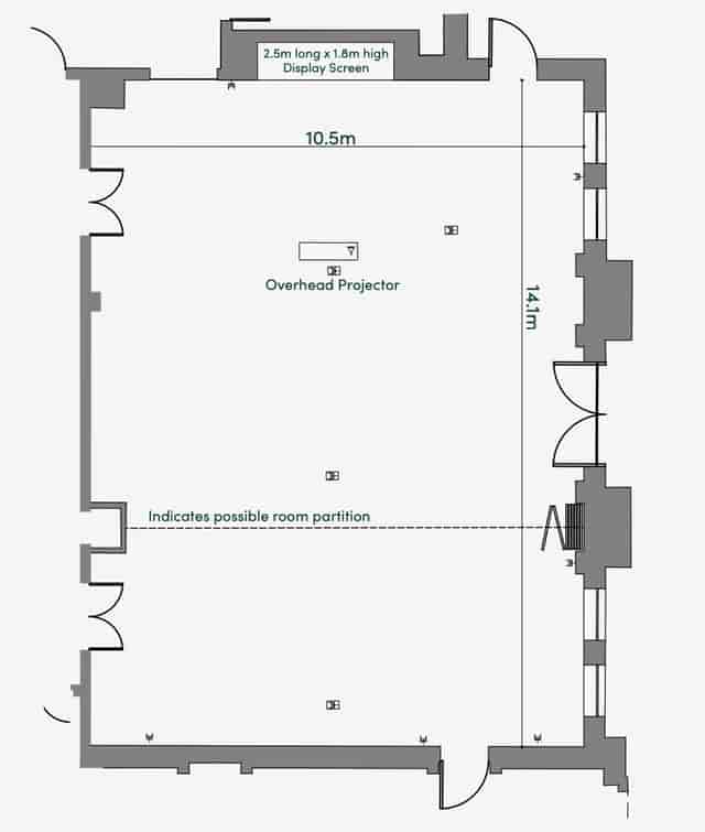 William Petty Suite floor plan, spacious meeting space for presentations and events.