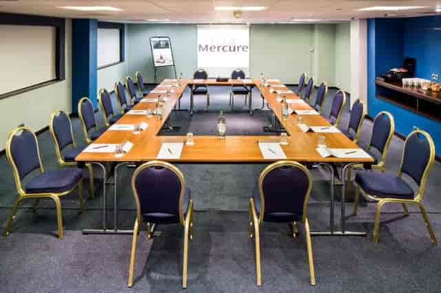 U-shape boardroom at Mercure Swansea Hotel for corporate workshops and business meetings.