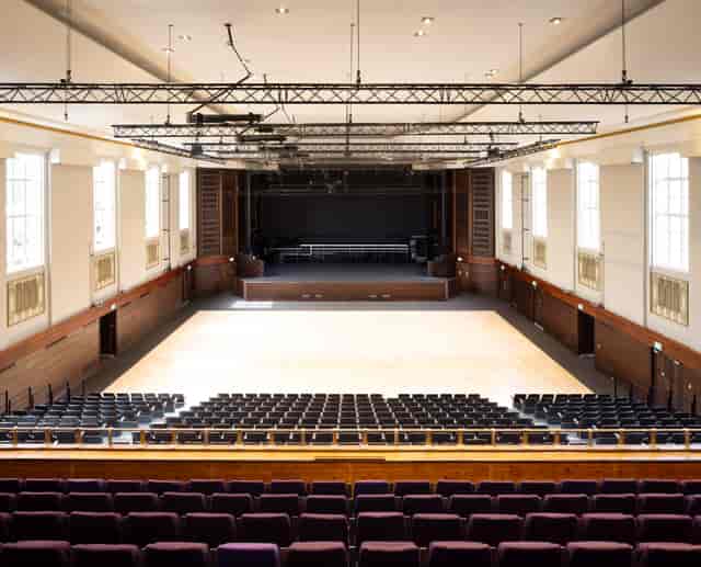 Watford Colosseum auditorium with proscenium stage for corporate events and plenary sessions.