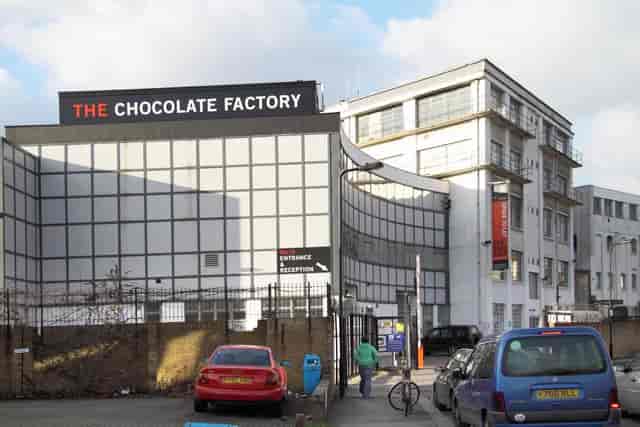 Industrial-chic Chocolate Cafe venue, ideal for private events and creative catering spaces.