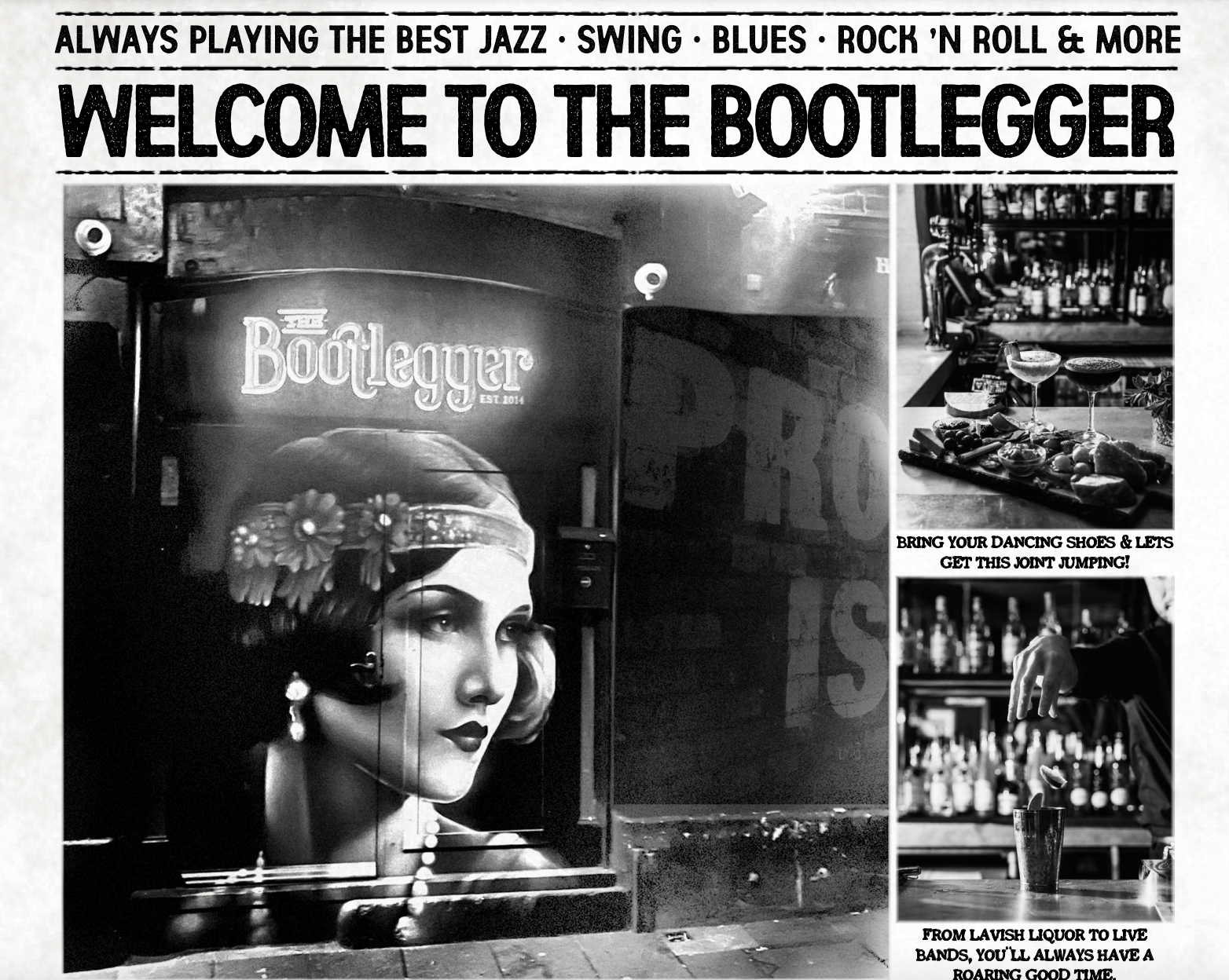 Roaring Twenties venue for private events and cocktail receptions at Bootlegger Bars Bath. - Banner
