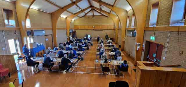 Large hall at Heatherside Community Centre with vaulted ceiling for gaming tournaments and events.