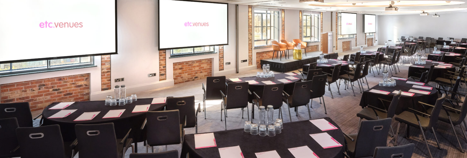Waterloo Suite meeting room with classroom setup, ideal for corporate events and workshops.