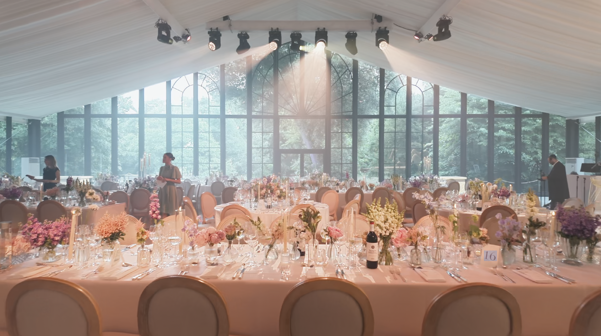Whole Venue at The Clementine, Syon Park, elegant tables for weddings and formal events.