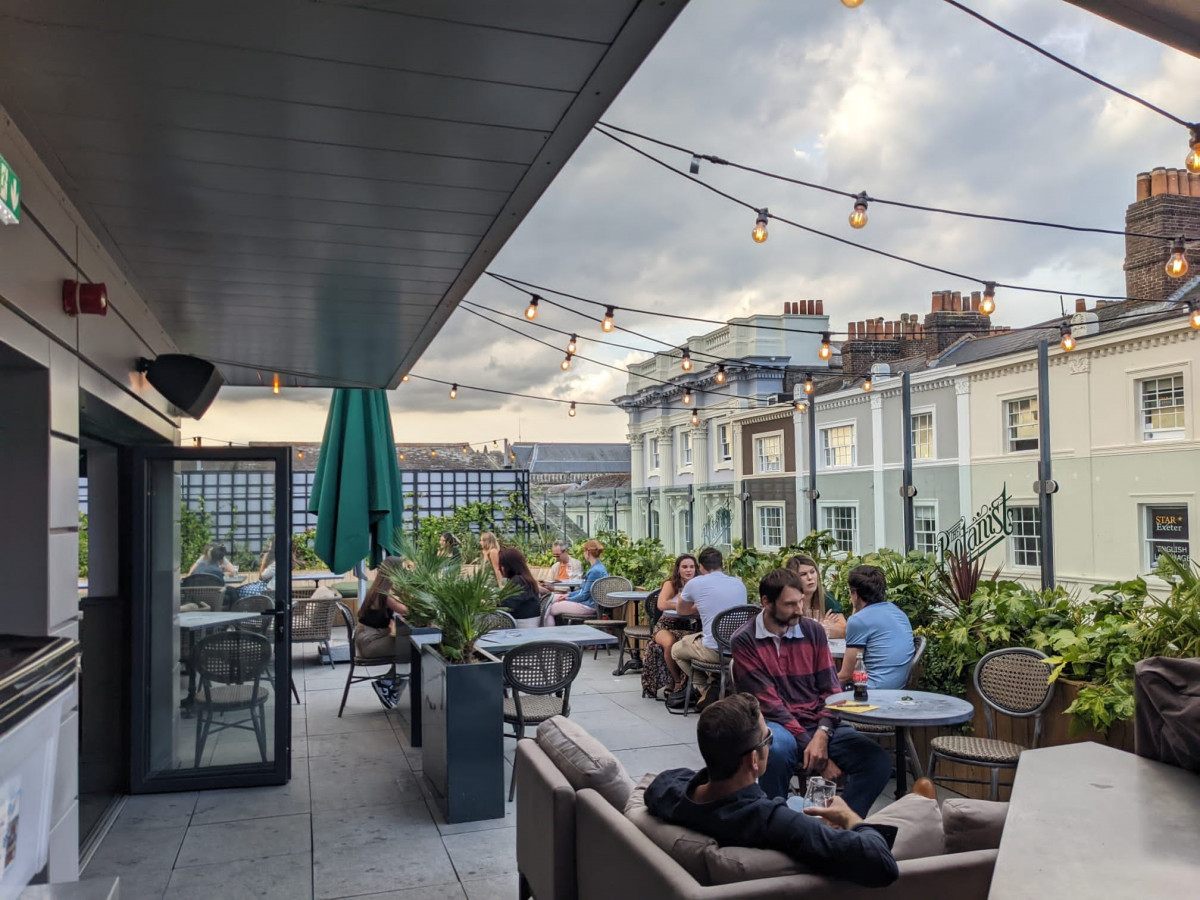 Stylish rooftop venue in The Botanist Exeter, perfect for networking and gatherings.