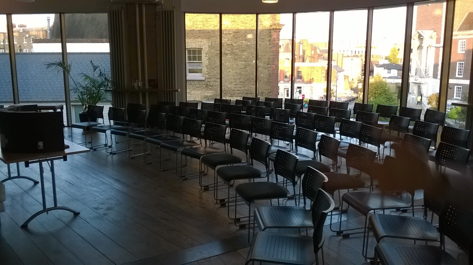 David Jacobs Room in Rose Theatre, modern chairs for workshops and discussions. - Banner