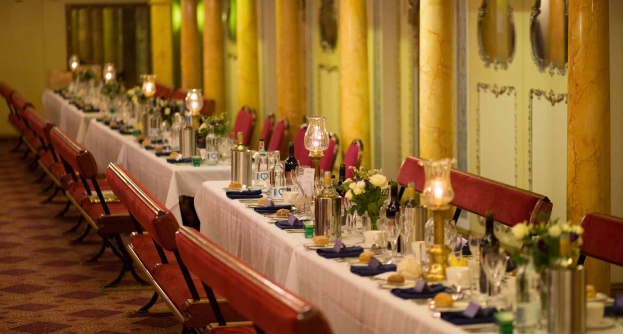 SS Great Britain Weather Deck banquet setup for formal corporate dining and event venue. - Banner