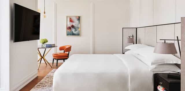 Premium Park Hyatt London River Thames bedroom, luxury VIP event accommodation.