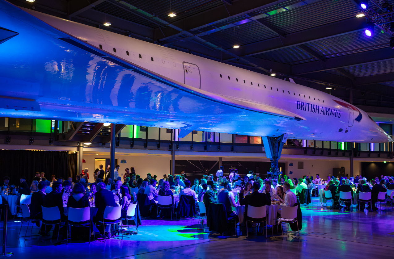 Alt text: "The Concorde Gallery with iconic aircraft, ideal for corporate events and celebrations." - Banner