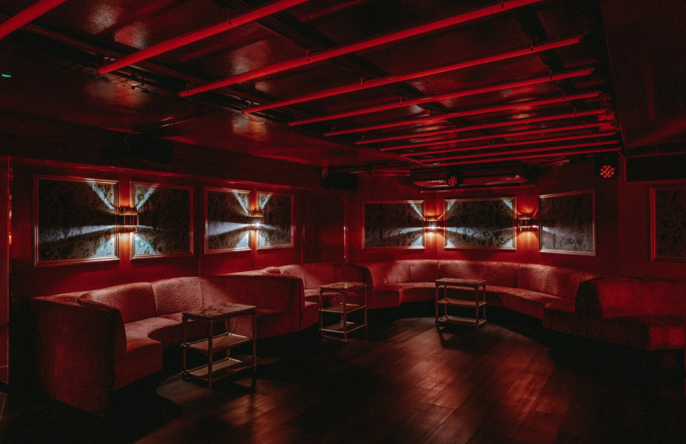 Paloma Chelsea VIP lounge with mood lighting for brand activations and private events. - Banner