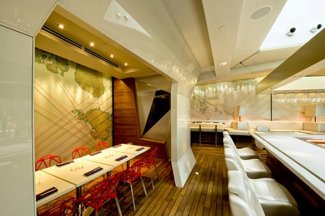 Modern meeting space in Departure Restaurant + Lounge with vibrant decor for events.