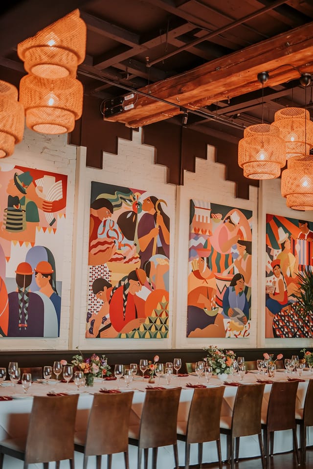 Tupai Room in Andina: vibrant venue with colorful murals for networking events and celebrations.
