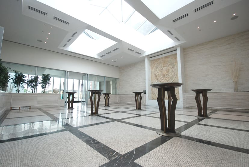 Modern event space in Four Seasons Hotel Mumbai, perfect for networking and receptions.