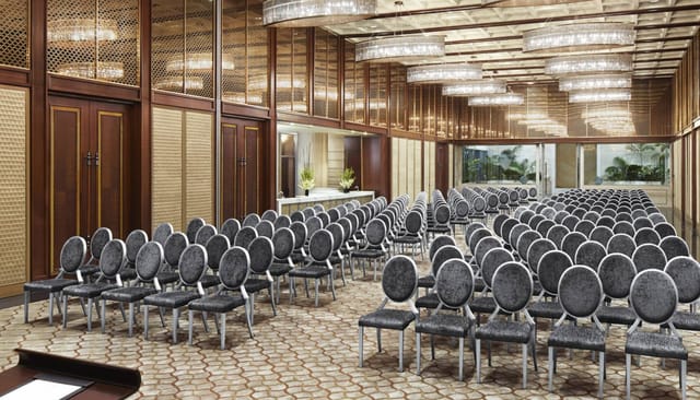 Elegant conference room with chairs at Four Seasons Hotel Mumbai for meetings and events.