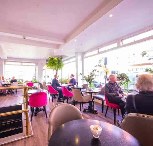 Brigit's Bakery in Covent Garden: modern dining with plush seating for events and meetings.
