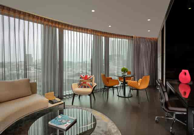 Modern meeting space in art'otel London Hoxton for intimate events and gatherings.