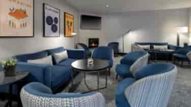 Stylish lounge area for networking events at Hilton Newcastle Gateshead.