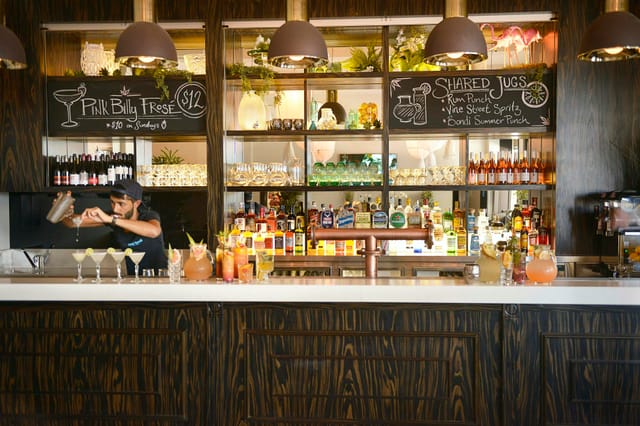 Curlewis Bar at Hotel Bondi, stylish cocktail setup for events and networking.