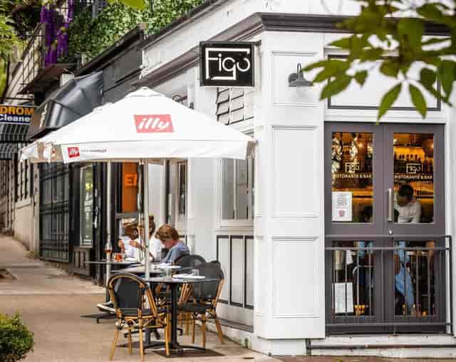 Charming outdoor café at Figo Restaurant Bar, perfect for networking events and casual meetings.