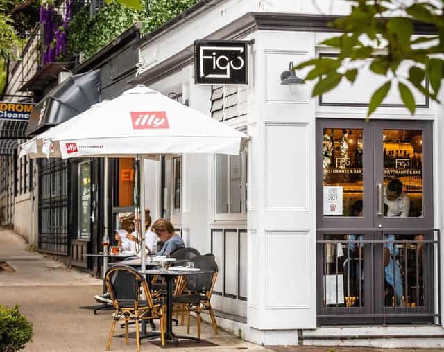 Charming outdoor café at Figo Restaurant Bar, perfect for networking events and casual meetings.