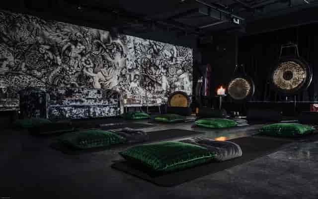 Masha Hari Theatre at The Mandrake: velvet seating for corporate wellness retreats and events.