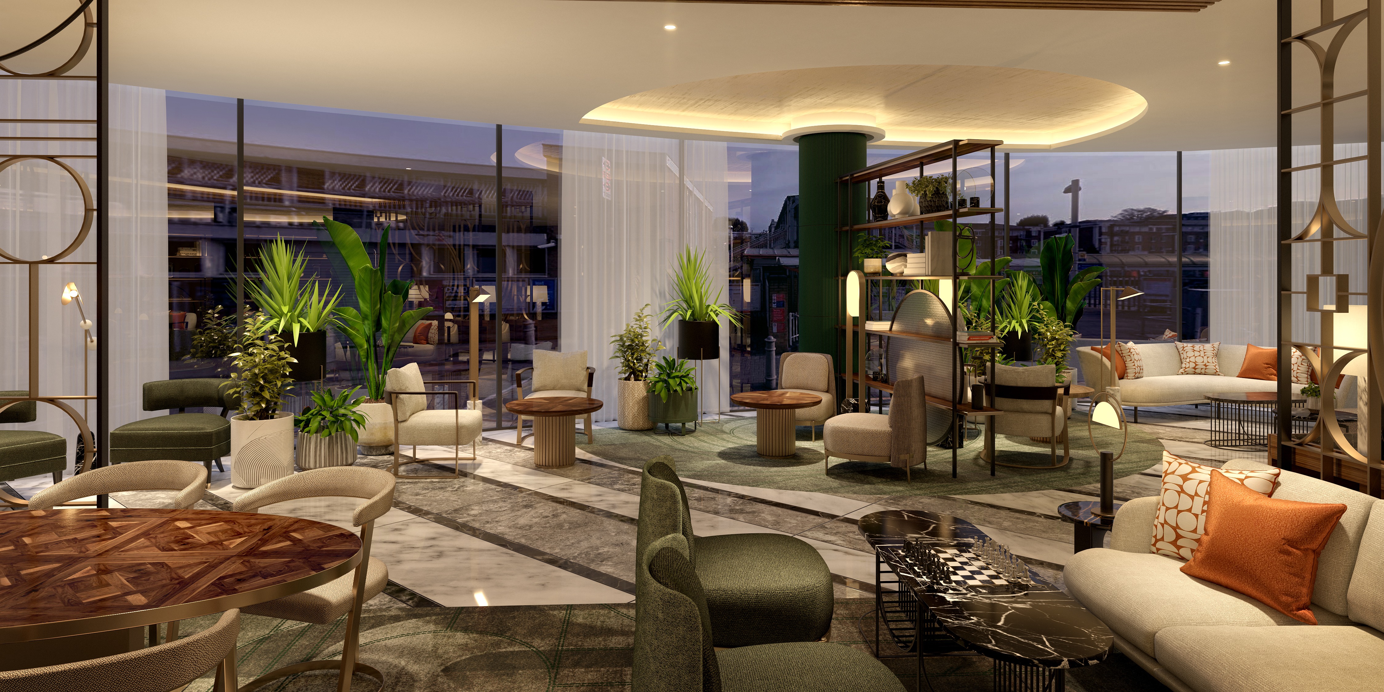 The Curator's Lounge at Hyatt Regency Olympia: modern meeting space for events and brainstorming.