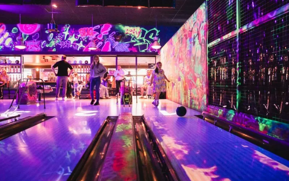 Vibrant bowling alley venue in Lincoln for casual corporate events and team-building activities.