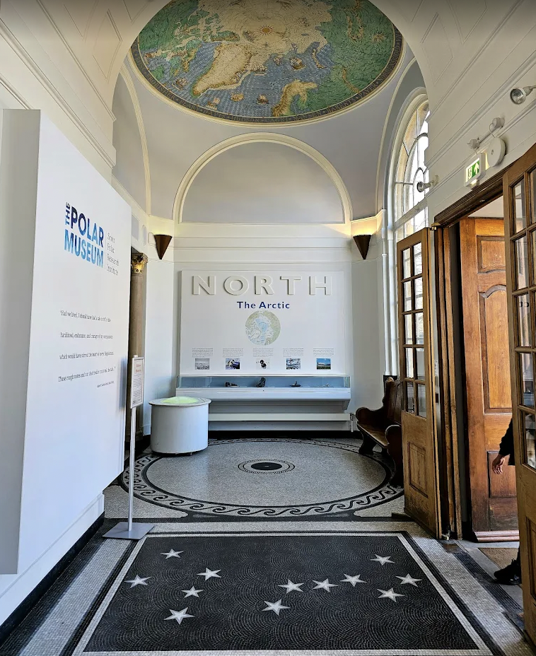 Venue hire at Scott Polar Museum with modern design and Arctic theme for events.