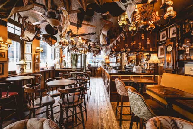 Cozy Mr Fogg's Hat Tavern venue, ideal for cocktail receptions and networking events.