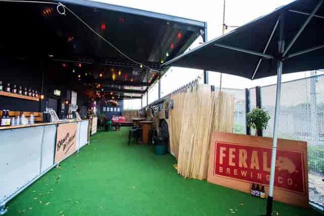 Hen House Live Room at Badlands Bar with branded bar for networking events and corporate receptions.