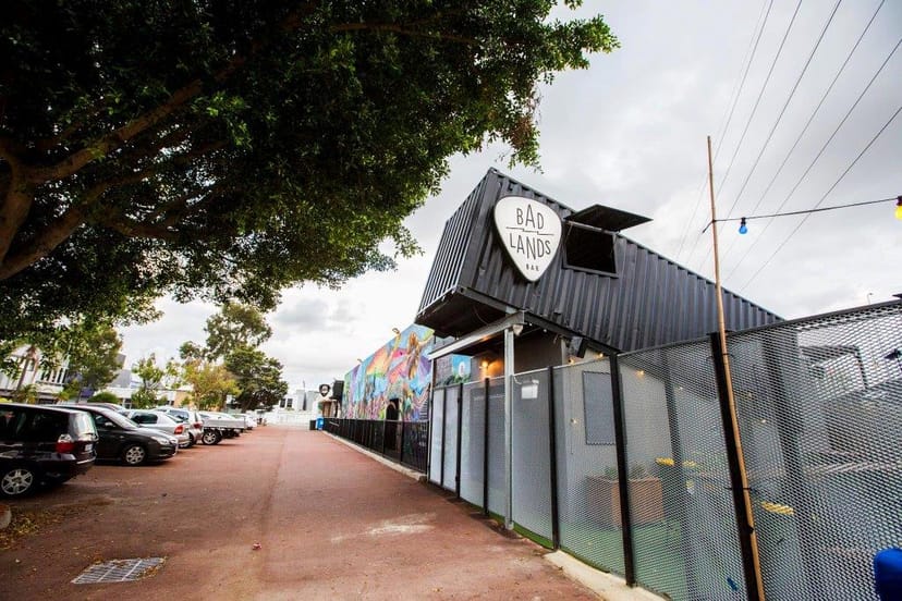 Badlands Bar industrial shipping-container venue for edgy corporate events and urban conferences.