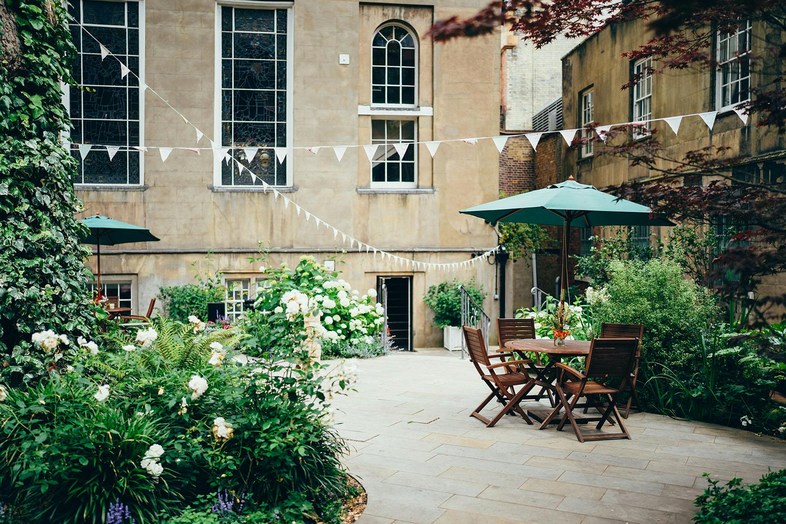 Charming outdoor venue at Stationers' Hall, perfect for intimate gatherings and networking events.