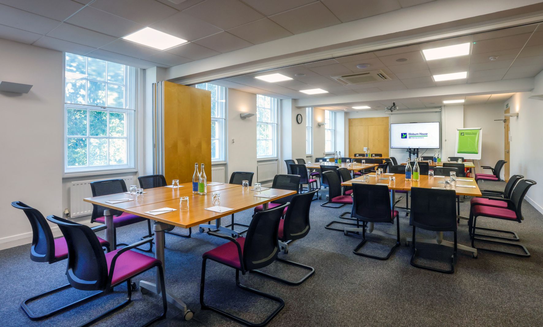 UCEA Boardroom in Woburn House, featuring ergonomic chairs for productive meetings and events.