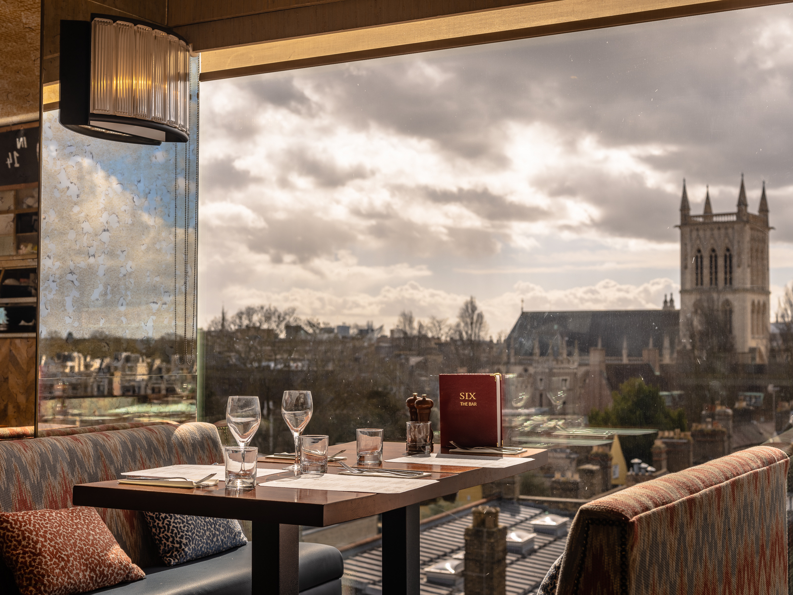 SIX Brasserie at The Varsity Hotel: stylish dining area with panoramic views for events.