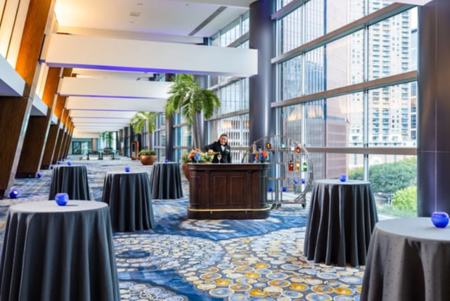 Ballroom of the Americas at Hilton Houston, modern event space for corporate receptions.