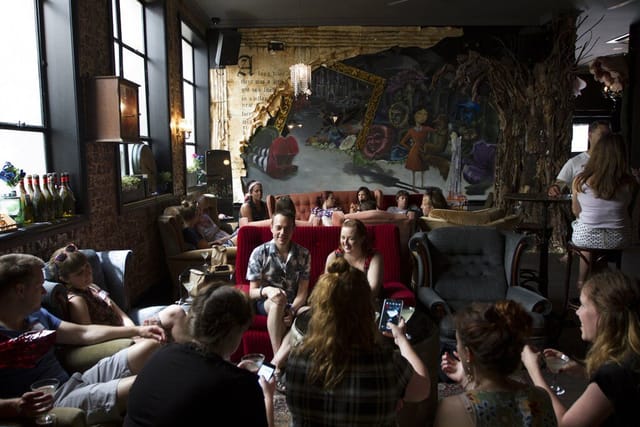 The Mezzanine in Wolf Lane featuring lounge furniture for corporate mixers and creative workshops.